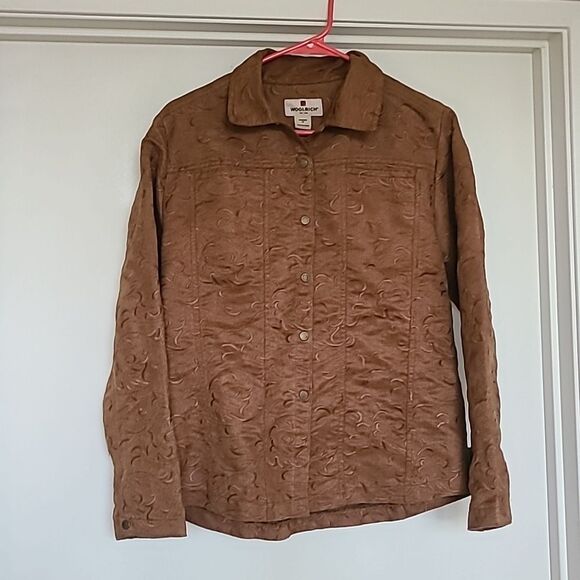 Woolrich Brown tan Embroidered Cowgirl Shacket Jacket Women's Medium Lightweight - Picture 1 of 8